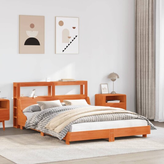 Sengeramme uten madrass voksbrun 120x200 cm heltre furu 3306425