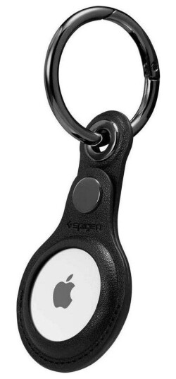 Spigen Valentinus Nøkkelring Etui i Lær for Apple AirTag - Svart