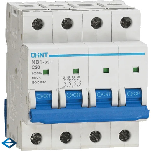 Chint Automatsikring Chint NB1-63H, C 20A 3P+N, 10kA