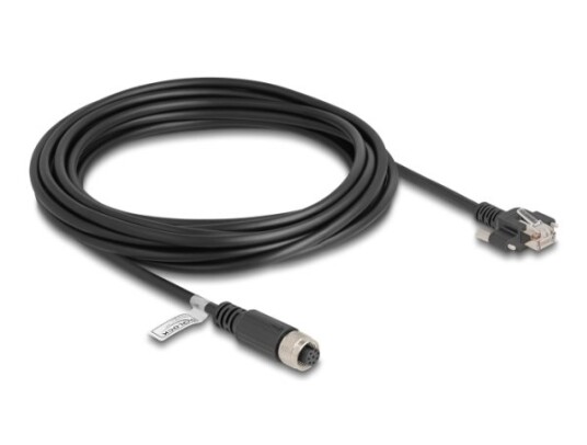 Delock M12 Kabel A-Kodet 8 Pins Hunn Til Rj45 Hann Med Skruer Cat.5E Ftp 5 M Svart