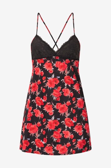 Dorina Nattkjole Anahi floral Svart
