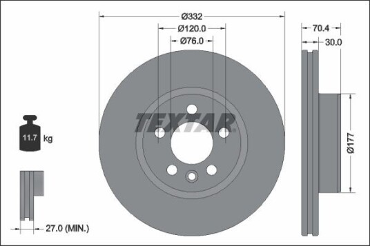 Bremseskive TEXTAR 92345105 Bremseskive TEXTAR 92345105