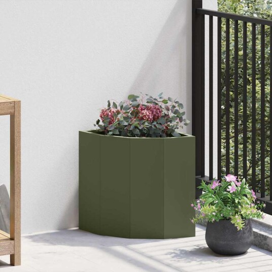 vidaXL Hjørne Plante Olivengrønn 30 x 30 x 35 cm Stål vidaXL Hjørne Plante Olivengrønn 30 x 30 x 35 cm Stål