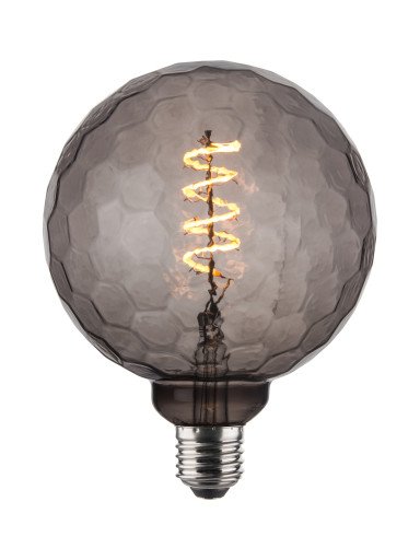 Halo Design Colors Geo E27 globepære, røykfarget, Ø12,5 cm