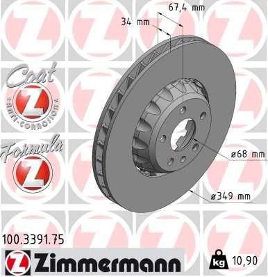 Bremseskive ZIMMERMANN 100.3391.75