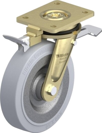 Blickle 651562 Ls-Se 200K-St-Sg-Ri4 Styrehjul Med Brems, Hjuldiameter 200 Mm, Bæreevne (Maks.) 600 Kg, 1 Stk