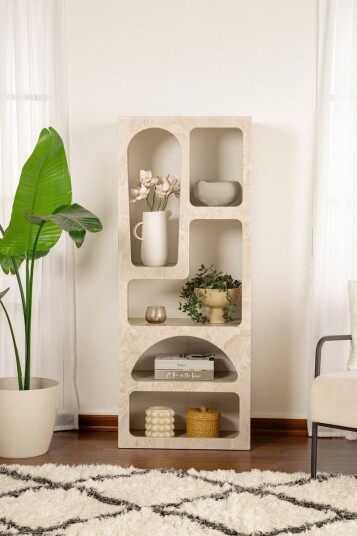 Wenus Bokhylle 60 cm - Travertin/Sandstein