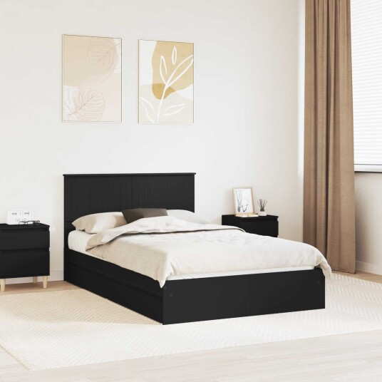 Seng med Oppbevaring Svart 120 x 200 cm Konstruert tre
