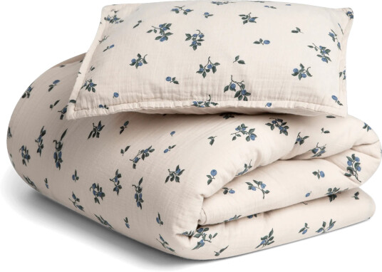 Garbo&Friends Blueberry Muslin sengesett baby 70x100 cm/40x45 cm