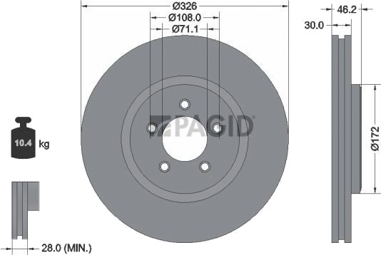 PAGID 54735NHC Bremseskive PAGID 54735NHC Bremseskive
