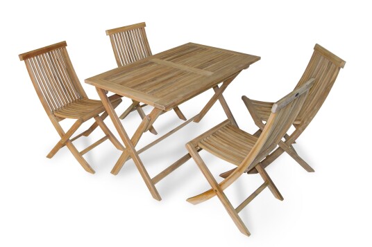 Brafab Turin spisegruppe Teak 4 klappstoler & bord 140x80 cm