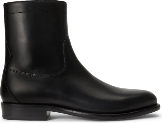 Polo Ralph Lauren Owen Leather Zip Ankle Boot - BLACK - 40