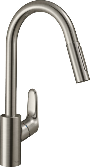Hansgrohe Focus M41 Kjøkkenbatteri Med uttrekkbar dusj, 2jet, Børstet Stål Hansgrohe Focus M41 Kjøkkenbatteri Med uttrekkbar dusj, 2jet, Børstet Stål