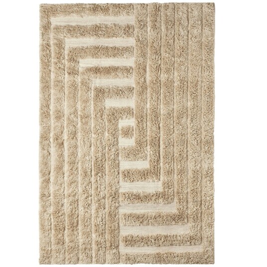 Dusty Deco Shaggy Labyrinth Ullteppe 250x350 cm Beige