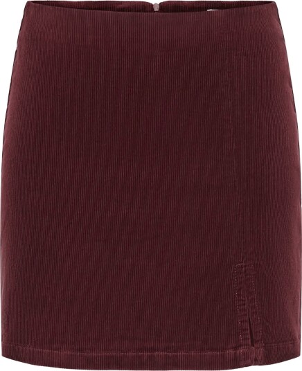 ONLY Onlflora Hw Cord Short Slit Skirt Pnt   Burgundy   XS