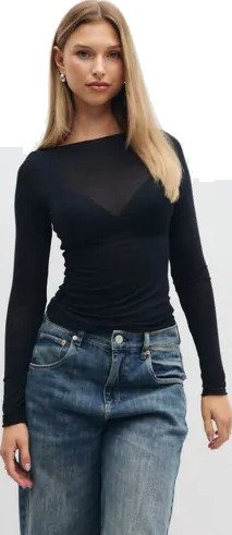 Hunkemöller   Svart   Top Ls Boatneck Intimates