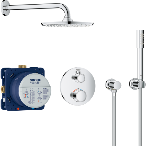 GROHE GROHTHERM PERFEKT DUSJSETT M/RAINSHOWER COSMOPOLITAN 210 KROM GROHE GROHTHERM PERFEKT DUSJSETT M/RAINSHOWER COSMOPOLITAN 210 KROM
