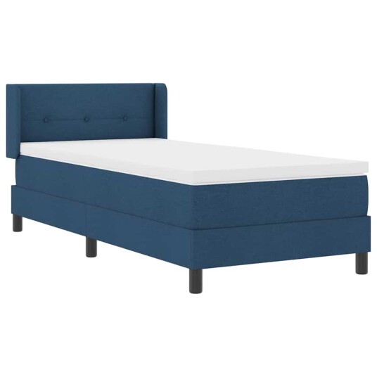 Box Spring Seng med Blå Madrass 100x200 cm Stoff