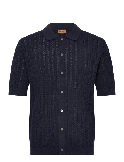 Mos Mosh Gallery Mmgdario Button Ss Polo Knit   Navy   S