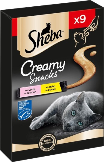 Sheba Creamy Snacks Kylling Og Laks 9 X 12 G