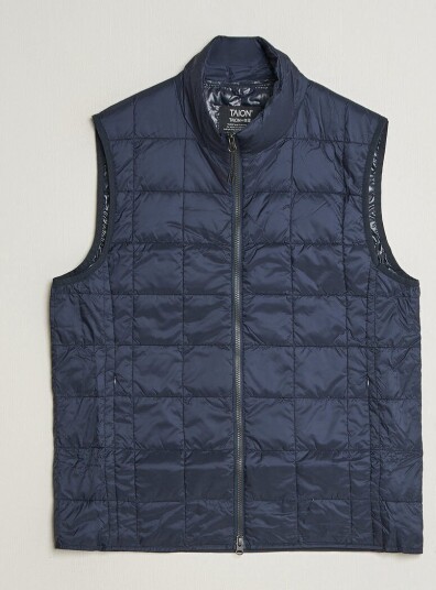 TAION High Neck Full Zip Lightweight Down Vest Dark Navy TAION High Neck Full Zip Lightweight Down Vest Dark Navy