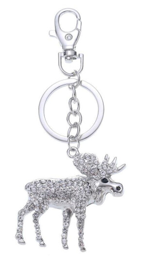 Nøkkelring bag charm elg sølv