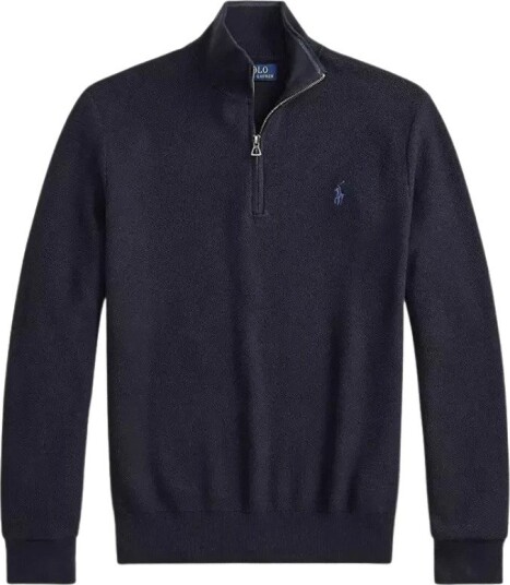 Polo Ralph Lauren Mesh Knit Cotton Quarter Zip Sweater Navy M Polo Ralph Lauren Mesh Knit Cotton Quarter Zip Sweater Navy M