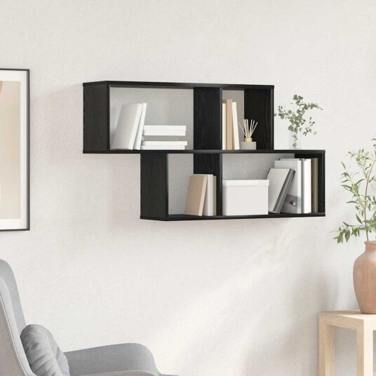 Vegghylle Svart Eik 100x20x53 cm Ingeniørtre