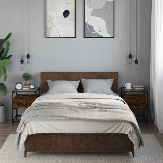  Nattbord 2 stk røkt eik 40x40x55 cm konstruert tre 846079