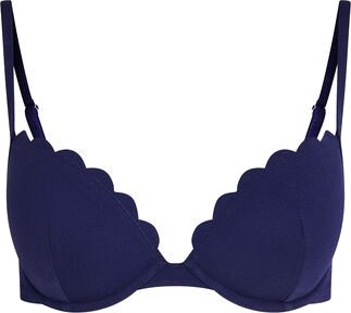 Hunkemöller Scallop pushup bikinitopp med bøyle skål A – E Blå