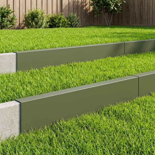 vidaXL Kantprofil til hage 10 stk. 100 x 5 x 15 cm Stål Olivengrønn