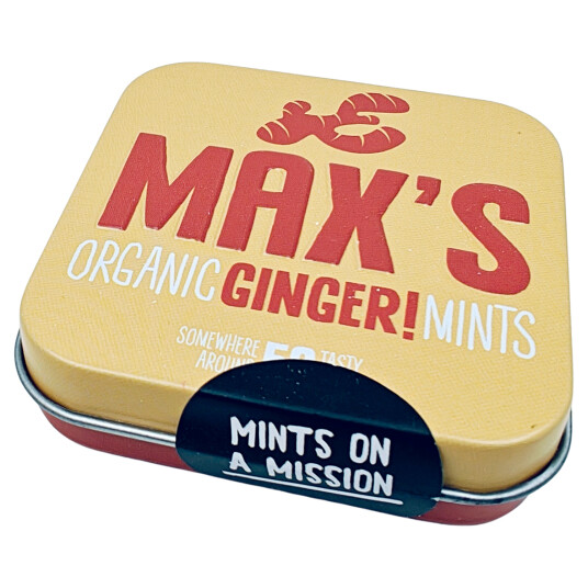 Økologiske myntepastiller MAX"S ingefærboks 35g Økologiske myntepastiller MAX"S ingefærboks 35g