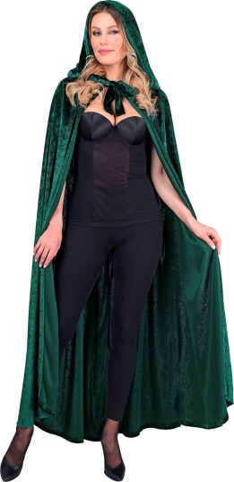 Widmann Cape med hette fløyel grønn One size 21412