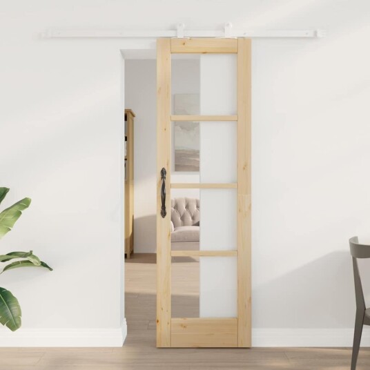 vidaXL Skyvedør "ORKDAL"med sett i solid tre & glass