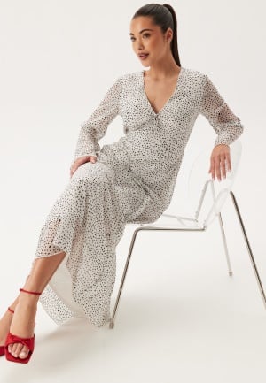 BUBBLEROOM V-Neck Frill Dress Light beige/Dotted 36 BUBBLEROOM V-Neck Frill Dress Light beige/Dotted 36