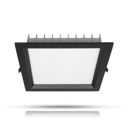 Downlight AGGE Square Flood Antiglare Black   IP44 / CCT / Dimbar 30W / 165 mm