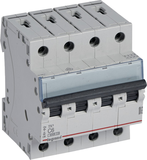 Legrand TX³ MCB automatsikring C6 4P 4M 6/6kA
