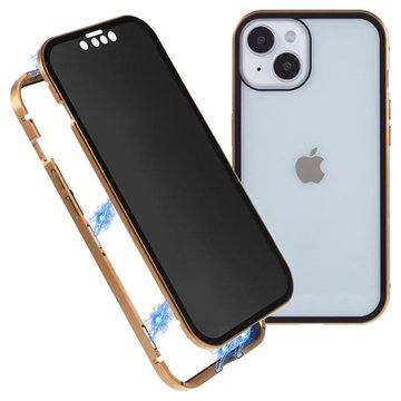 iPhone 15 Plus Magnetisk Deksel med Personvernherdet Glass Gull