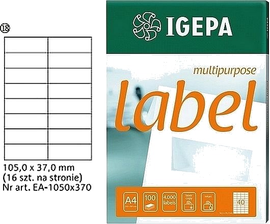 Igepa Etiketter A4 Igepa 105 X 37,0 Mm Hvit 100