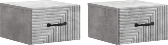  Vegghengt Nattbord med skuff 2 pcs Betonggrå 34,5 x 33 x 20 cm