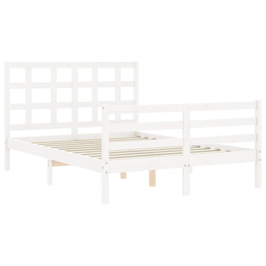 vidaXL Sengeramme med hodegavl hvit 120x200 cm heltre