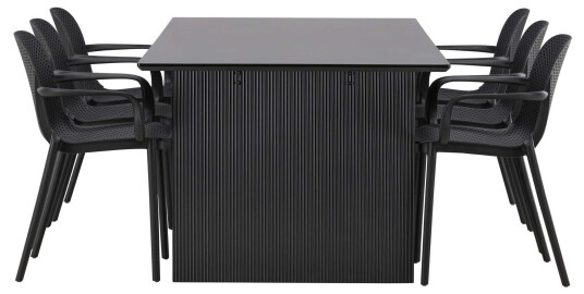 Venture Design Vail & Baltimore spisegruppe Svart/svart 6 stoler & bord 200 x 100 cm