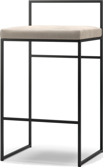 Department Barstol med Ryggstøtte 80 cm Sort/Beige Fløyel Department Barstol med Ryggstøtte 80 cm Sort/Beige Fløyel