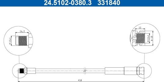 ATE 24.5102 0380.3 Bremseslange