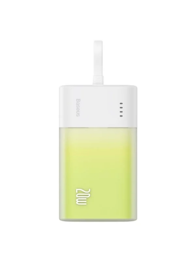 Baseus Popsicle 5200mAh 20W Powerbank med Innebygd Lightning-Kabel Hvit-Grønn