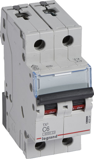 Legrand 5 stk TX3 MCB automatsikring C6 2P 2M 6/6kA