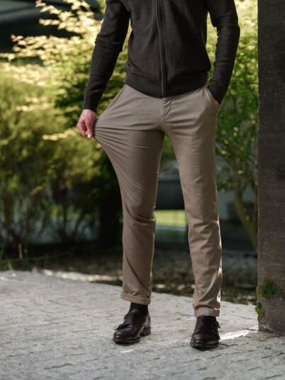 Riccovero tom classic chino stretch – beige herre bomull khaki 35/32
