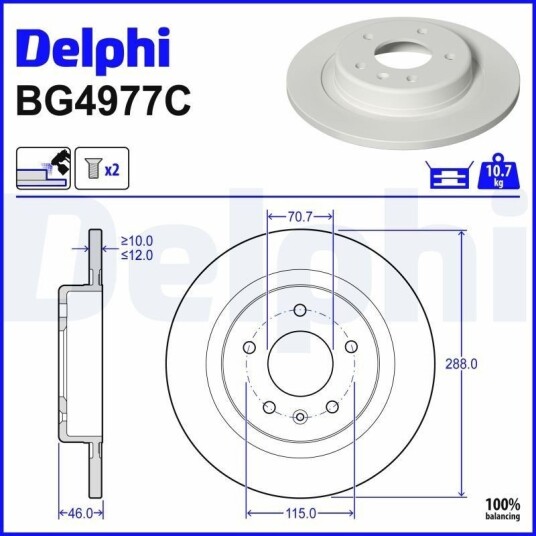 DELPHI BG4977C Bremseskive