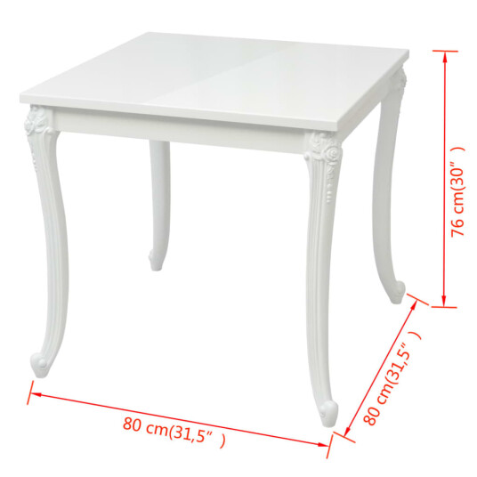 vidaXL Spisebord 80x80x76 cm Høyglans Hvit vidaXL Spisebord 80x80x76 cm Høyglans Hvit