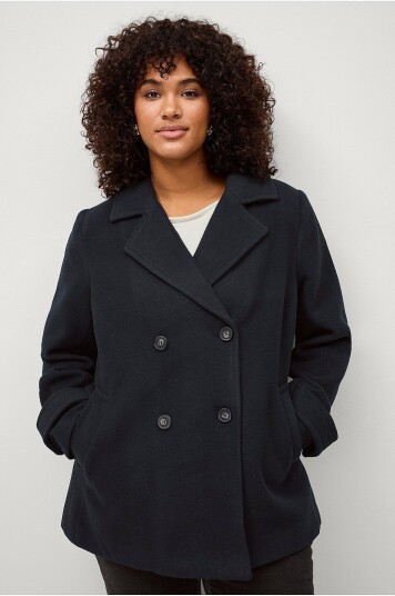 Zizzi Kåpe mCecilia L/S Jacket Blå